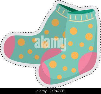Socken Herbst Kleidung Aufkleber Symbol Vektor Stock Vektor