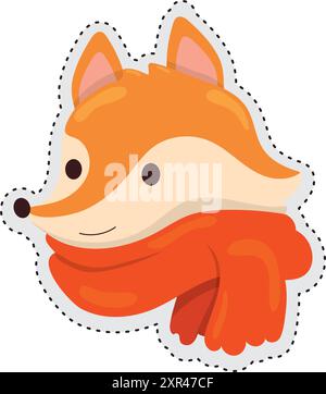 Herbsttier Fuchs Sticker Symbol Vektor Stock Vektor