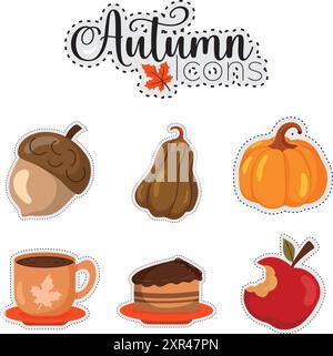 Herbstaufkleber Symbole setzen Vektor Stock Vektor