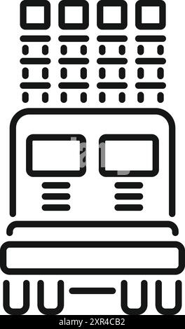 Strichgrafik-Symbol eines Server-Racks für ein Rechenzentrum, das ein Cloud-Computing-Netzwerk veranschaulicht Stock Vektor