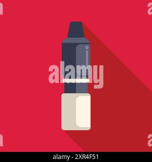 Elektronische Zigarette steht auf rotem Hintergrund, Verdampfungsvorrichtung Illustration in flacher Ausführung Stock Vektor