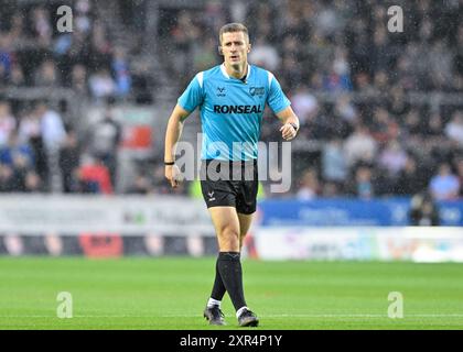 St Helens, Großbritannien. August 2024. Schiedsrichter Chris Kendall beim 21. Spiel der Betfred Super League gegen Salford Red Devils im Totally Wicked Stadium, St Helens, Vereinigtes Königreich, 8. August 2024 (Foto: Cody Froggatt/News Images) in St. Helens, Vereinigtes Königreich am 8. August 2024. (Foto: Cody Froggatt/News Images/SIPA USA) Credit: SIPA USA/Alamy Live News Stockfoto