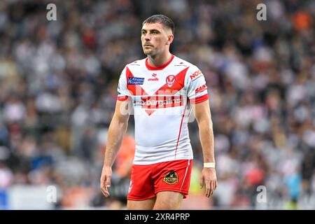 Lewis Dodd of St. Helens während des 21. Spiels der Betfred Super League in St. Helens gegen Salford Red Devils im Totally Wicked Stadium, St Helens, Großbritannien, 8. August 2024 (Foto: Cody Froggatt/News Images) Stockfoto