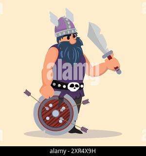 Viking Cartoon Charakter Cartoon Vektor Stock Vektor