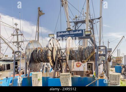 Kommeristisches Fischereischiff Gabrielle Elizabeth im Dock bei Gosmans Stockfoto