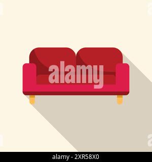 Rotes Sofa im Wohnzimmer, komfortable Möbel für die Inneneinrichtung des Apartments Stock Vektor
