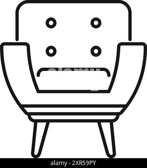 Das Symbol eines Sessels mit Armlehnen steht für Komfort und Entspannung in einer häuslichen Umgebung Stock Vektor