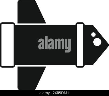 Schlichtes Schwarz-weiß-Symbol eines modernen Raumschiffs, das in eine Richtung fliegt Stock Vektor