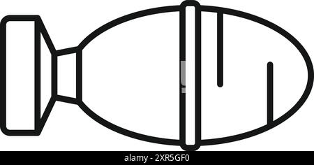 Luftbombensymbol im Umrissstil, das das Konzept von Krieg und Zerstörung veranschaulicht Stock Vektor