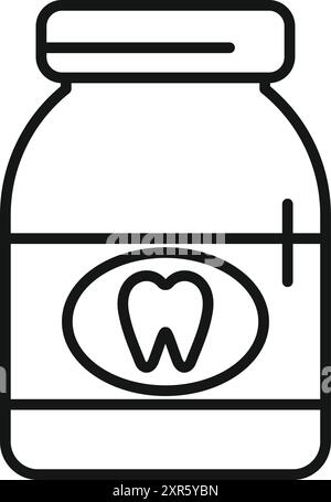 Umrisssymbol, das Zahnpulver darstellt und einen natürlichen Ansatz in der Zahnpflege andeutet Stock Vektor
