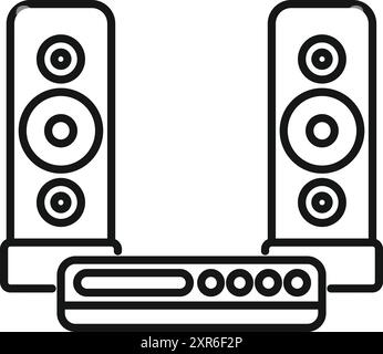 Symbol eines Music Centers, das Audioinhalte mit zwei großen Lautsprechern wiedergibt, perfekt für Websites und Apps Stock Vektor