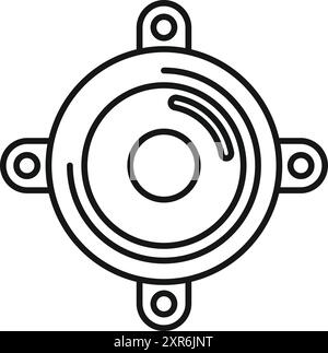 Linienzeichnung eines runden Autolautsprechers zum Musikhören Stock Vektor
