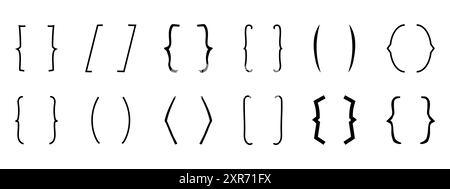 Klammern zitieren Rahmenskizze, Klammern Rahmen Text in Klammern. Zeichensetzung, Doodle-Dekoration. Vektorabbildung Stock Vektor
