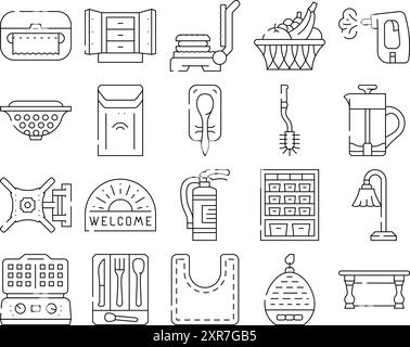 Heim Innenraum Design Ikonen setzen Vektor Stock Vektor