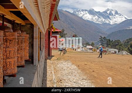 Blick auf den Mount Everest vom Kloster Tengboche Stockfoto