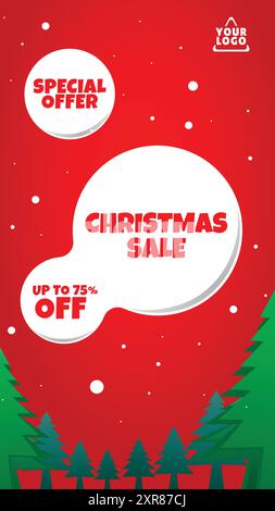 Vertikales Weihnachtsangebot Banner Design, geeignet für Social-Media-Geschichten usw. Stock Vektor
