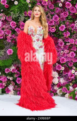 London, Großbritannien. Blake Lively fotografierte am 8. August 2024 bei der britischen Gala-Screening "IT Ends With US" auf dem Odeon Luxe Leicester Square. Bild von Julie Edwards. Quelle: JEP Celebrity Photos/Alamy Live News Stockfoto