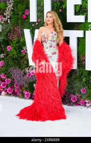 London, Großbritannien. Blake Lively fotografierte am 8. August 2024 bei der britischen Gala-Screening "IT Ends With US" auf dem Odeon Luxe Leicester Square. Bild von Julie Edwards. Quelle: JEP Celebrity Photos/Alamy Live News Stockfoto