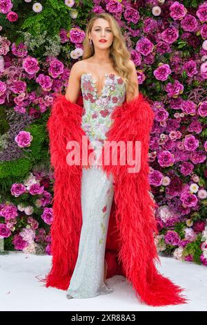 London, Großbritannien. Blake Lively fotografierte am 8. August 2024 bei der britischen Gala-Screening "IT Ends With US" auf dem Odeon Luxe Leicester Square. Bild von Julie Edwards. Quelle: JEP Celebrity Photos/Alamy Live News Stockfoto