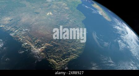 Drakensberg Mountains in den Vereinigten Staaten, Amerika. Luftaufnahme aus dem Weltraum Stockfoto