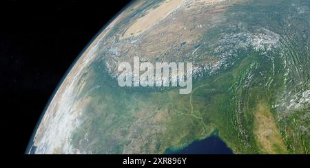 Himalaya-Berge auf dem Erdplaneten. Aerival View (Aerival View) Stockfoto