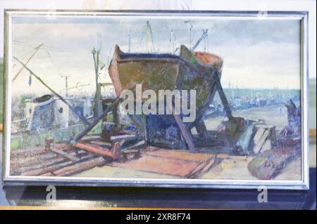 Painting Leo de Winter, Werft, 02-09-2003, Whizgle Dutch News: Historische Bilder zugeschnitten auf die Zukunft. Erkunden Sie die Vergangenheit der Niederlande mit modernen Perspektiven durch Bilder von niederländischen Agenturen. Verbinden der Ereignisse von gestern mit den Erkenntnissen von morgen. Begeben Sie sich auf eine zeitlose Reise mit Geschichten, die unsere Zukunft prägen. Stockfoto