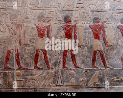 Reliefs aus dem Inneren des Grabes von Kagemni Ägypten Stockfoto