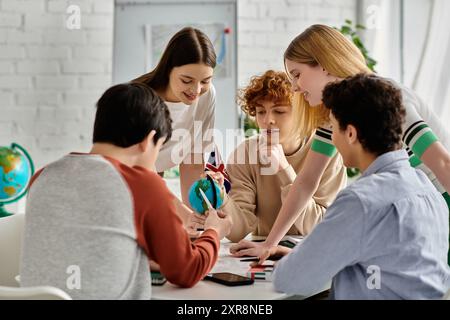 Jugendliche nehmen an einem UN-Modell Teil und diskutieren globale Themen. Stockfoto