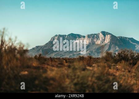 El Capitan und Guadalupe Peak außerhalb der Guadalupe Mountains Stockfoto