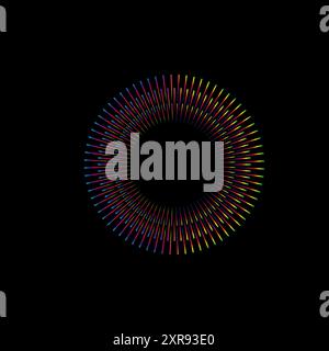 Kreisförmiges Equalizer-Musiksymbol. Symbol für Schallwellen-Vektor. Abbildung auf dunklem Hintergrund Stock Vektor