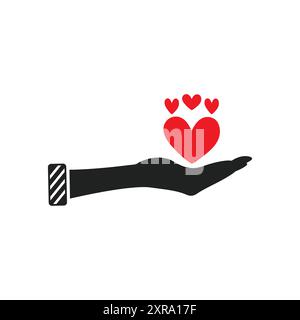 Friedenssymbol. Mit Liebe, Herz und Hand Symbolen. Bearbeitbare Illustration Des Abgewickelten Vektors. Stock Vektor
