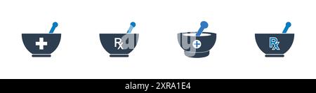 Mörtel- und Pisstiel-Symbol-Set. Bearbeitbare Illustration Des Abgewickelten Vektors. Stock Vektor