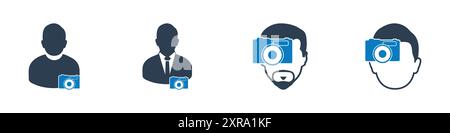 Symbolsatz Für Fotografen. Bearbeitbare Illustration Des Abgewickelten Vektors. Stock Vektor