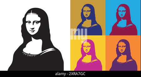 Mona Lisa - Pop-Art-Vektor-Illustration in mehreren Farbvariationen Stock Vektor