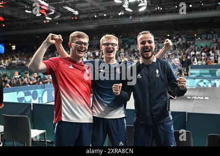 Paris, Frankreich. August 2024. Tischtennis Frankreich gegen Japan-Paris 2024 Olympische Sommerspiele, Paris 2024, Paris, Frankreich am 9. August 2024. Foto: David Niviere/ABACAPRESS. COM Credit: Abaca Press/Alamy Live News Stockfoto