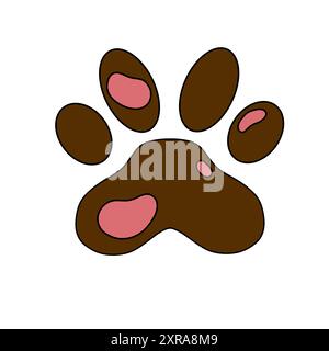 Hundepfote. Rahmen von Hundespuren und -Pfaden. Hunde- oder Katzenmotiv mit niedlichem Pfotenmuster. Wird am besten für die Pflege von Haustieren verwendet, haustierfreundliches Logo. Stockfoto