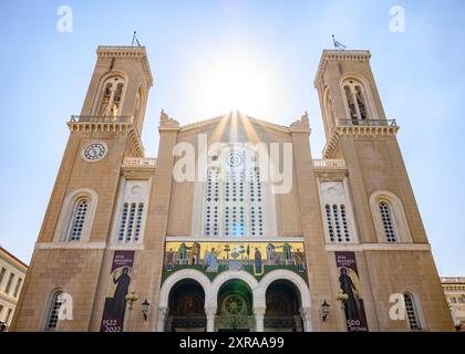 Metropolitan Cathedral of the Verkündigung, im Volksmund bekannt als Metropolis oder Mitropoli, Kathedrale Kirche des Erzbistums Athen, Griechenland weiter Stockfoto