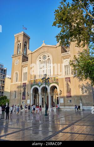 Metropolitan Cathedral of the Verkündigung, im Volksmund bekannt als Metropolis oder Mitropoli, Kathedrale Kirche des Erzbistums Athen, Griechenland weiter Stockfoto
