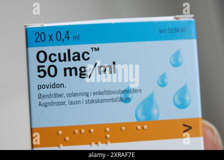 Kastrup/Copenhagen/Denmark/09 August 2024/Alcon oculac 50 mg/ml Augentropfen in Kastrup amager Copenhagen. (Foto. Francis Joseph Dean/Dean Pictures) (nicht für kommerzielle Zwecke) Stockfoto