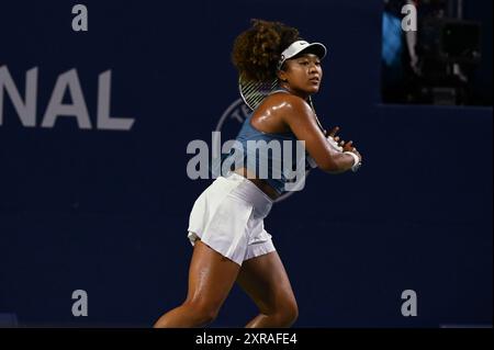 Toronto, Kanada. August 2024. Der japanische Tennisspieler Naomi Osaka im Spiel der 32. Runde bei den WTA 1000 Toronto National Bank Open. Christopher Child/EXimages Credit: EXImages/Alamy Live News Stockfoto