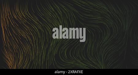 Dunkles kurvenförmiges, vertikal fließendes Streifenmuster - moderner, digital generierter abstrakter Hintergrund, kreatives Design in bearbeitbarer Vektorform Stock Vektor