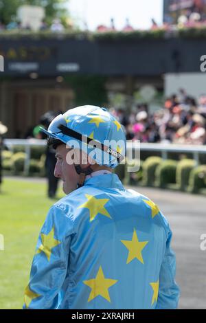 Ascot, Großbritannien. Juni 2024. Jockey Tom Marquand im Royal Ascot am Ladies Day 2024. Kredit: Maureen McLean/Alamy Stockfoto