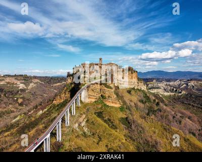 Aus der Vogelperspektive der berühmten Civita di Bagnoregio Stockfoto