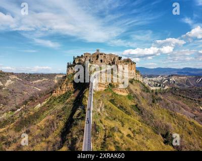 Aus der Vogelperspektive der berühmten Civita di Bagnoregio Stockfoto