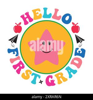 Back to School SVG Design – T-Shirt-Design mit Schriftzug Stock Vektor