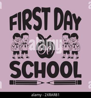 Back to School SVG Design – T-Shirt-Design mit Schriftzug Stock Vektor