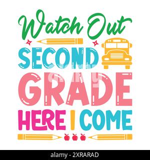 Back to School SVG Design – T-Shirt-Design mit Schriftzug Stock Vektor