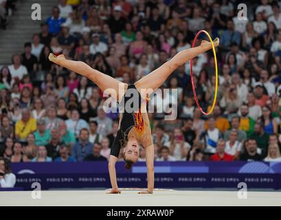 9. August 2024: Margarita Kolosov (Deutschland) tritt am 14. Tag der Olympischen Spiele in der La Chapelle Arena in Paris an. Ulrik Pedersen/CSM. Quelle: Cal Sport Media/Alamy Live News Stockfoto