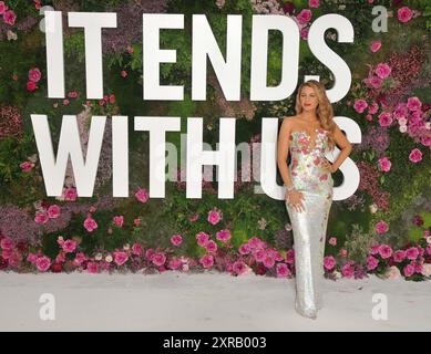 London, Großbritannien. August 2024. Blake Lively bei der britischen Gala-Filmvorführung „IT Ends With US“, Odeon Luxe Leicester Square, Leicester Square, am Donnerstag, den 08. August 2024 in London, England, Großbritannien. CAP/CAN © CAN/Capital Pictures Credit: Capital Pictures/Alamy Live News Stockfoto