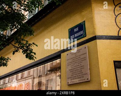 FRANKREICH-PARIS-POLITIK-TERRORISMUS-JÜDISCH-US-Zeremonie zum Gedenken an den Anschlag vom 9. August 1982 auf die Rue des Rosiers im Herzen des jüdischen Viertels von Paris, bei dem 6 Menschen getötet und 22 verletzt wurden. In Paris, 9. August 2024. PARIS ILE-DE-FRANCE FRANKREICH URHEBERRECHT: XANDREAXSAVORANIXNERIX FRANCE-PARIS-POLITICS-TERRORISM-ASAVORANINERI-38 Stockfoto